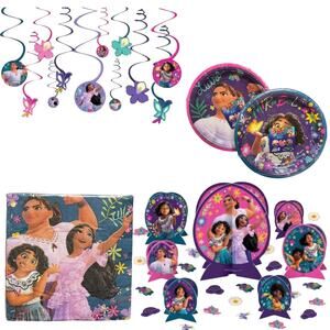 Encanto Party Decorations Plates Napkins Hanging Banner Table Top